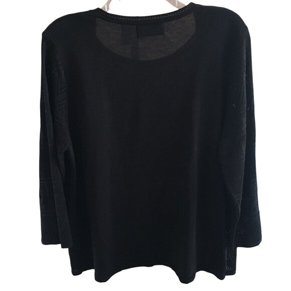 Alfred Dunner Black Sweater Size Large Lace Fall Autumn Layered Look Cardigan - Picture 5 of 7